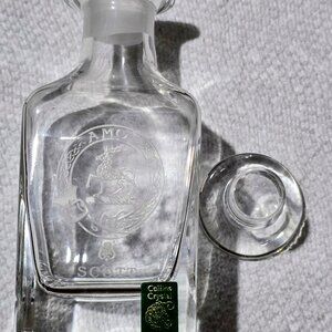 Vintage Collins Crystal Scotland Clan Scott Decanter w/ Stopper